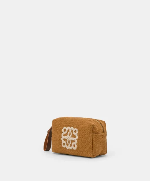 Make Up Bag Pira In Canvas Con Ricamo - Brandy