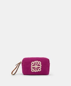 Make Up Bag Pira In Canvas Con Ricamo - Ciclamino