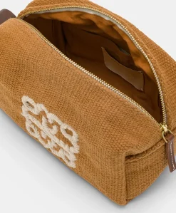 Make Up Bag Pira In Canvas Con Ricamo - Brandy