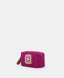 Make Up Bag Pira In Canvas Con Ricamo - Ciclamino