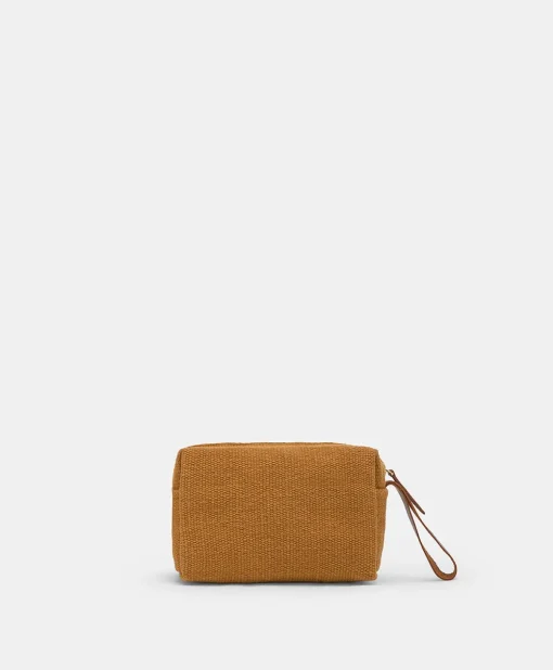 Make Up Bag Pira In Canvas Con Ricamo - Brandy