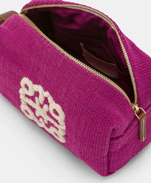 Make Up Bag Pira In Canvas Con Ricamo - Ciclamino