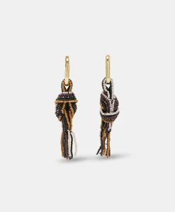 Orecchini Nodu Con Perline - Cacao Multicolor