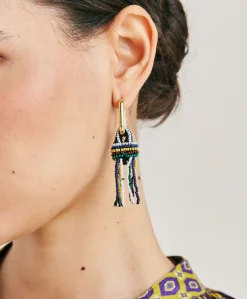 Orecchini Zimmari Con Perline - Verde Multicolor