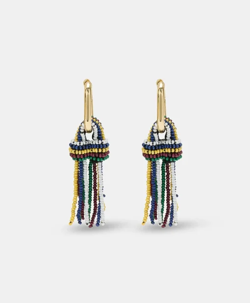 Orecchini Zimmari Con Perline - Verde Multicolor