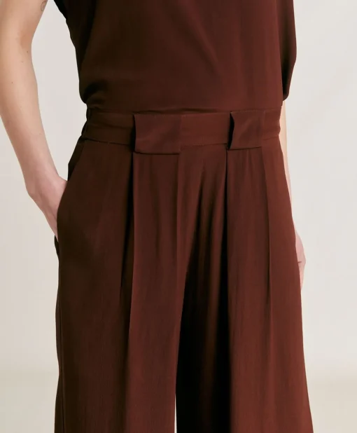 Pantaloni Aspen In Acetato Seta - Cioccolato