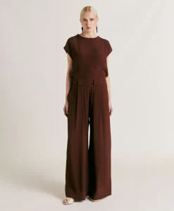 Pantaloni Aspen In Acetato Seta - Cioccolato