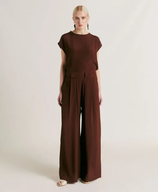 Pantaloni Aspen In Acetato Seta - Cioccolato