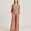 Pantaloni Aspen In Voile Cotone Stampato - Corallo