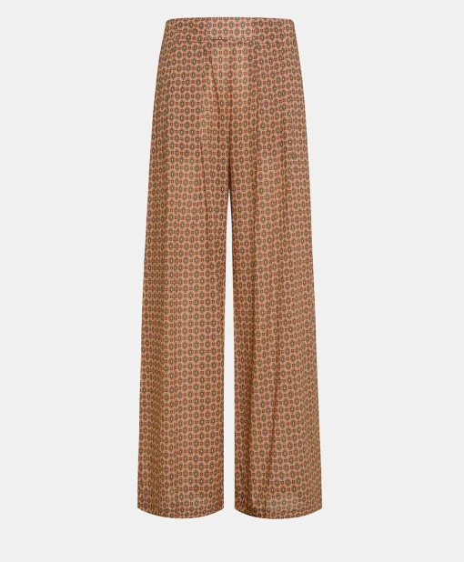 Pantaloni Aspen In Voile Cotone Stampato - Corallo