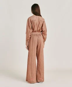 Pantaloni Aspen In Voile Cotone Stampato - Corallo