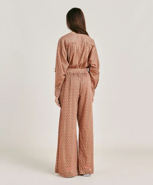 Pantaloni Aspen In Voile Cotone Stampato - Corallo