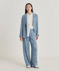 Pantaloni Austin In Cupro Jacquard - Cielo