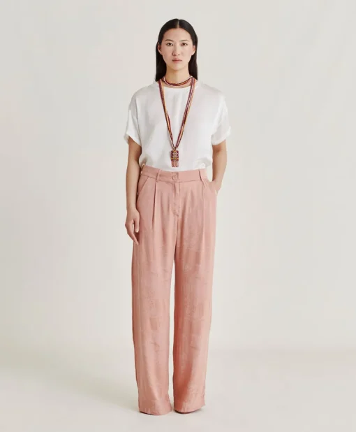 Pantaloni Austin In Cupro Jacquard - Rosato