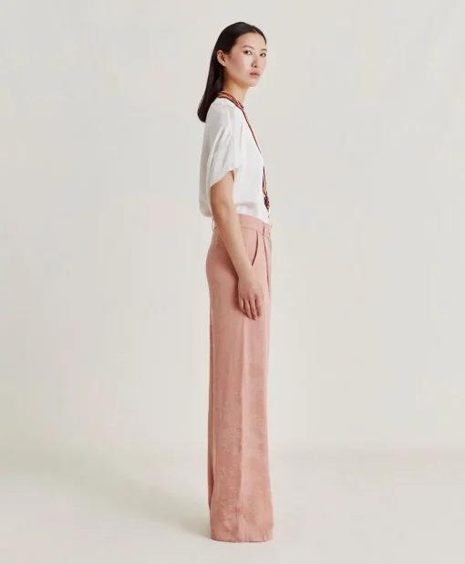 Pantaloni Austin In Cupro Jacquard - Rosato