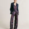 Pantaloni Austin In Twill Di Seta - Blu Notte Multicolor