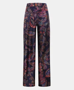Pantaloni Austin In Twill Di Seta - Blu Notte Multicolor