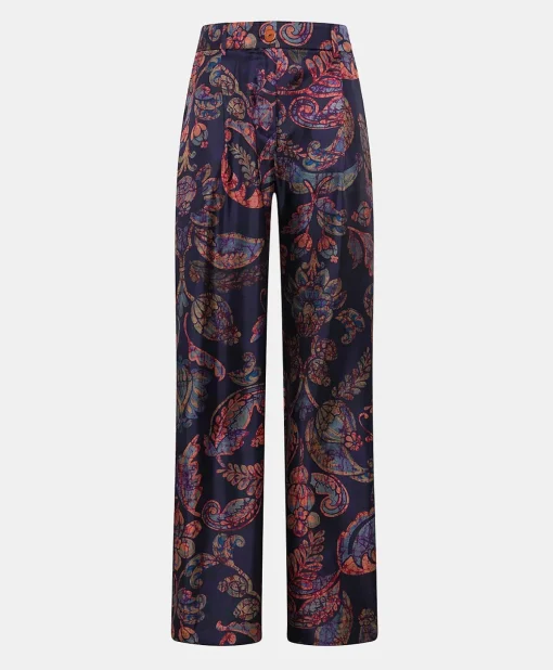 Pantaloni Austin In Twill Di Seta - Blu Notte Multicolor