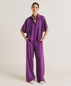 Pantaloni Baccarat In Jersey Lurex - Ciclamino