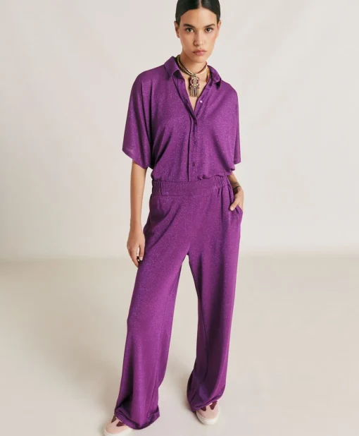 Pantaloni Baccarat In Jersey Lurex - Ciclamino
