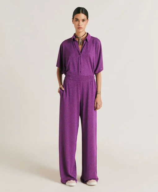 Pantaloni Baccarat In Jersey Lurex - Ciclamino