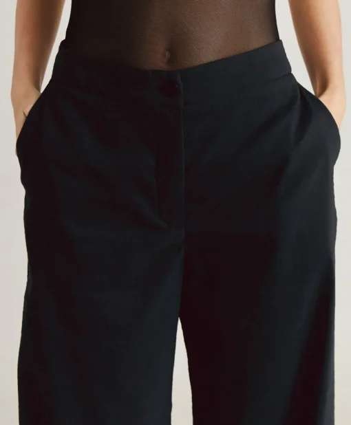 Pantaloni Candeo In Lino Cotone - Nero