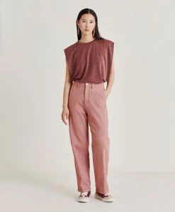 Pantaloni Fucsia Bis In Denim - Rosa Antico