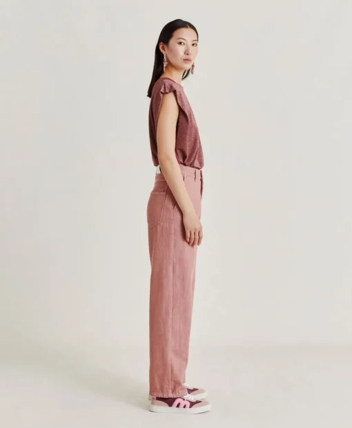 Pantaloni Fucsia Bis In Denim - Rosa Antico