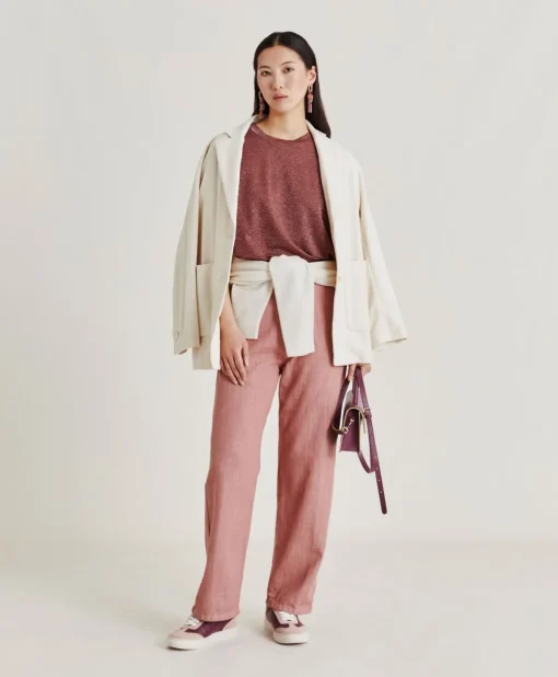 Pantaloni Fucsia Bis In Denim - Rosa Antico