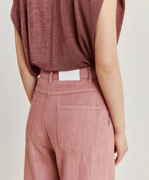 Pantaloni Fucsia Bis In Denim - Rosa Antico