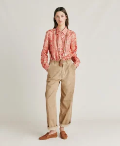 Pantaloni Fucsia Bis In Gabardina - Sabbia