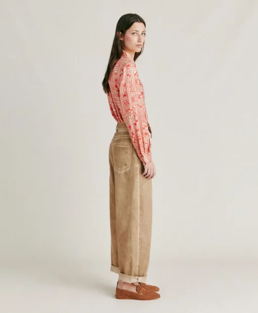 Pantaloni Fucsia Bis In Gabardina - Sabbia