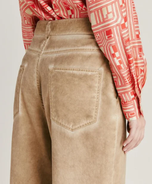 Pantaloni Fucsia Bis In Gabardina - Sabbia