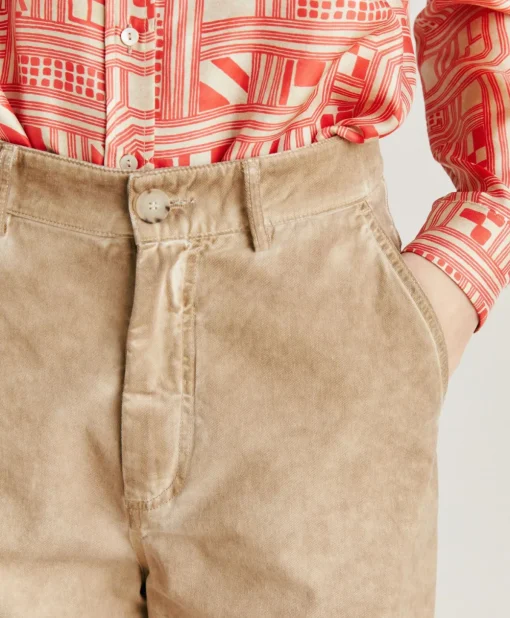 Pantaloni Fucsia Bis In Gabardina - Sabbia
