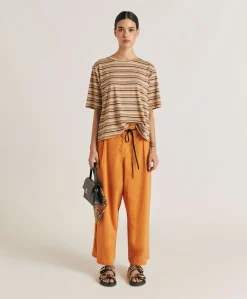 Pantaloni Ilda In Lino Cotone - Papaya