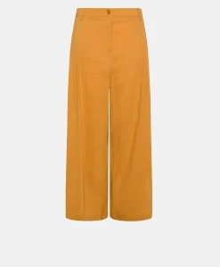 Pantaloni Ilda In Lino Cotone - Papaya