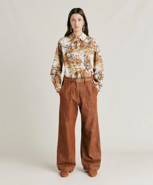 Pantaloni Lora In Denim - Sigaro