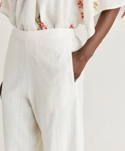 Pantaloni Lucia In Garza - Panna
