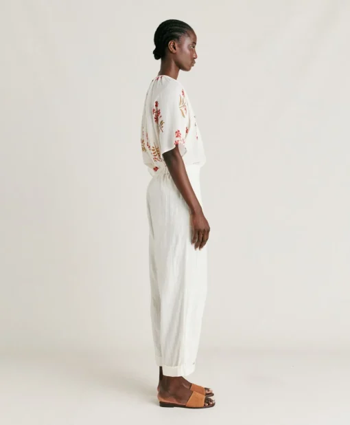 Pantaloni Lucia In Garza - Panna
