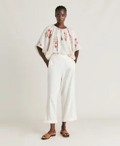 Pantaloni Lucia In Garza - Panna