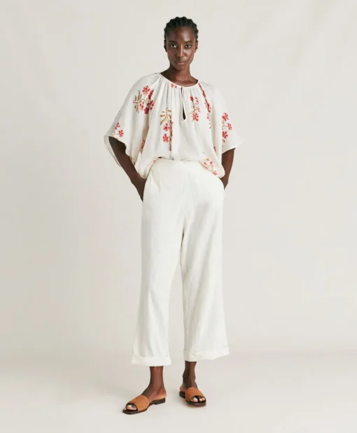 Pantaloni Lucia In Garza - Panna