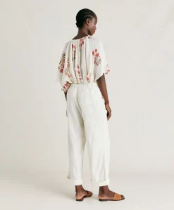 Pantaloni Lucia In Garza - Panna