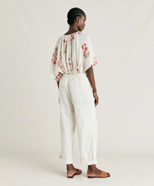 Pantaloni Lucia In Garza - Panna