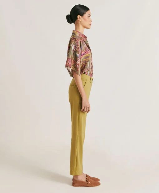 Pantaloni Lyon In Lino Cotone - Avocado