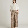 Pantaloni Magnisi In Twill Di Seta - Beige/ Tabacco