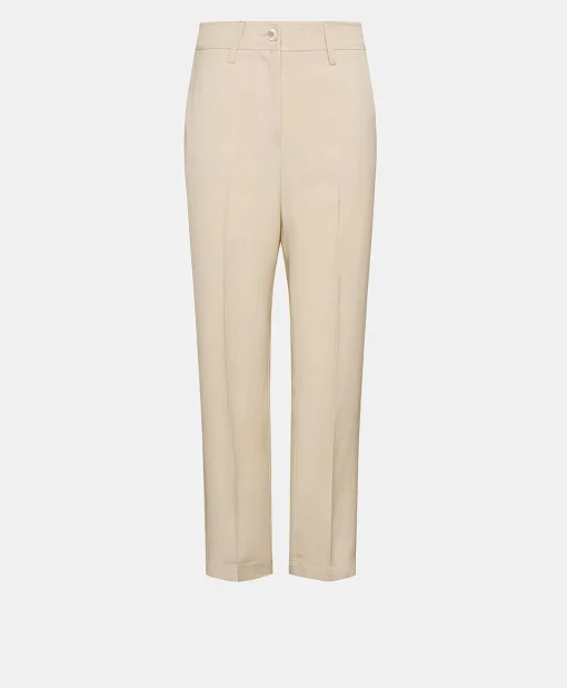 Pantaloni Matthieu In Viscosa Lino Elegante - Crema