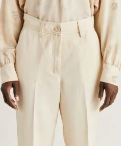 Pantaloni Matthieu In Viscosa Lino Elegante - Crema