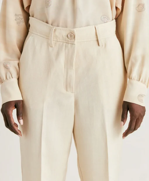 Pantaloni Matthieu In Viscosa Lino Elegante - Crema