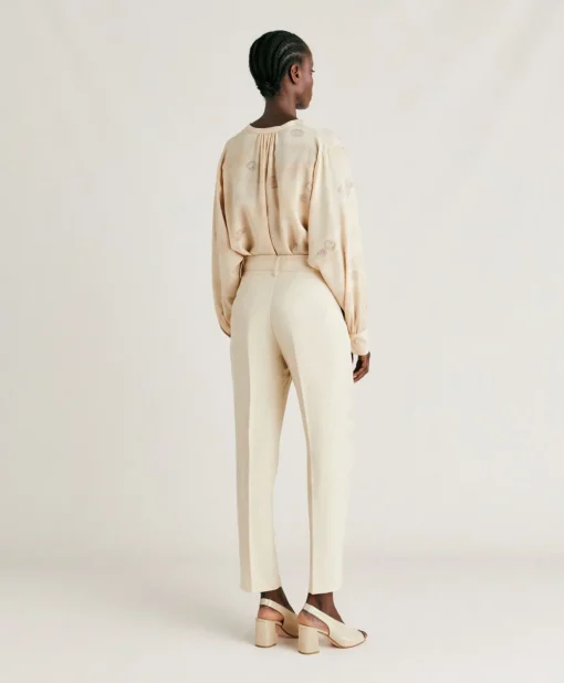 Pantaloni Matthieu In Viscosa Lino Elegante - Crema