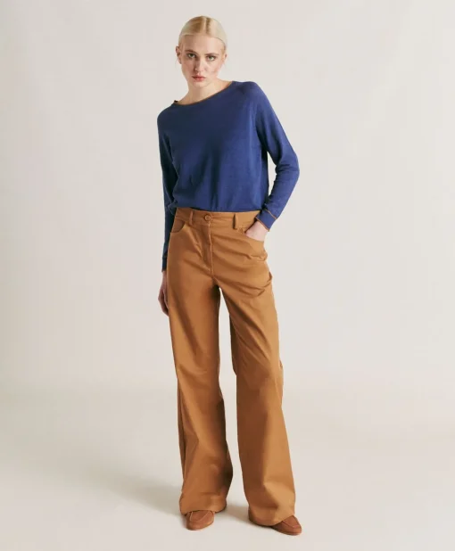 Pantaloni Olivina In Gabardina - Caramello